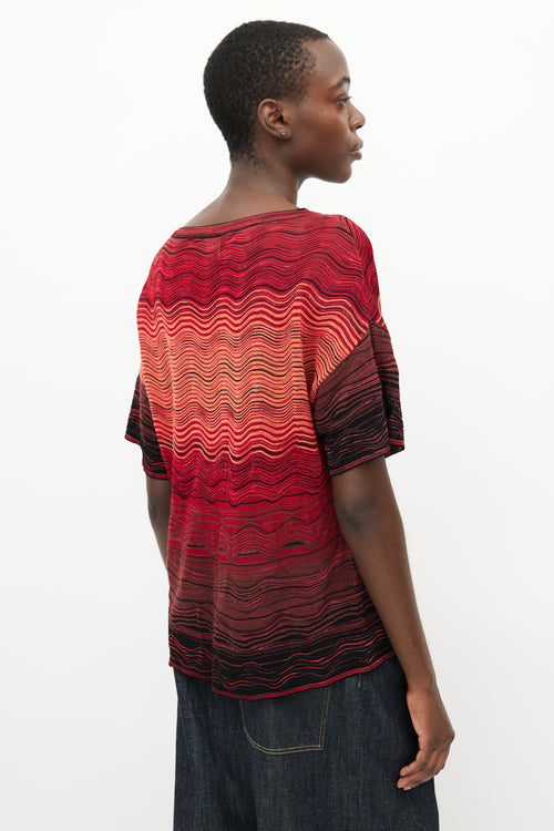 Missoni Red Gradient Mesh Knit Top