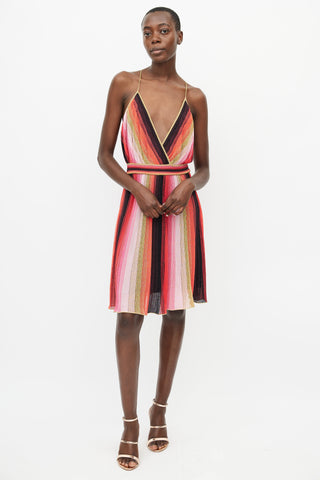 Missoni Red 
Multicolour Metallic Knit Midi Dress