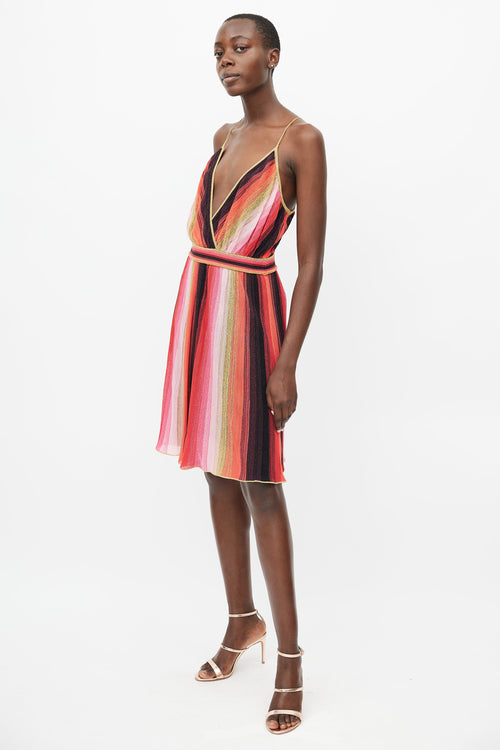 Missoni Red 
Multicolour Metallic Knit Midi Dress