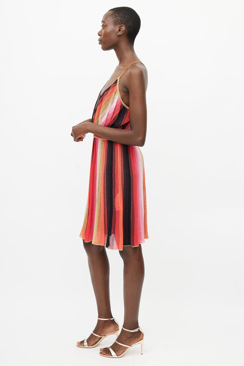 Missoni Red 
Multicolour Metallic Knit Midi Dress