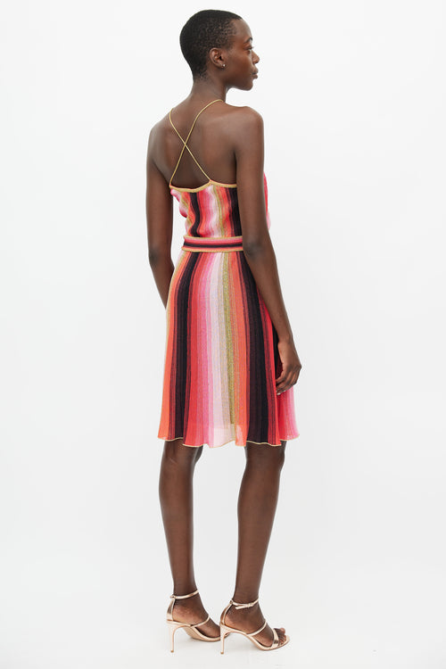 Missoni Red 
Multicolour Metallic Knit Midi Dress