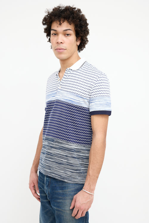 Missoni White 
Blue Chevron Polo