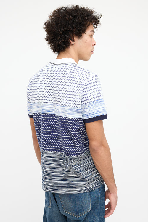 Missoni White 
Blue Chevron Polo