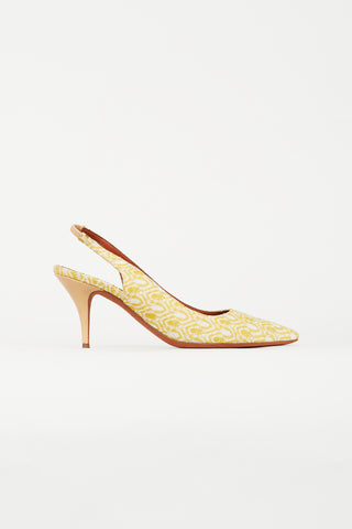 Missoni Yellow 
White Knit Slingback Heel