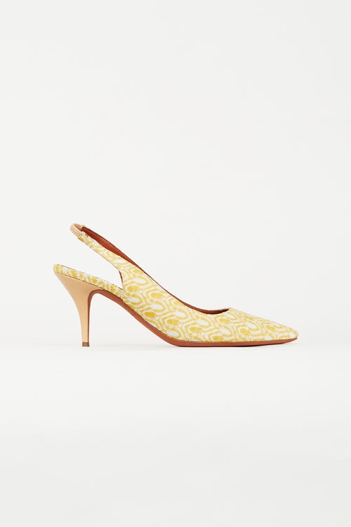 Missoni Yellow 
White Knit Slingback Heel