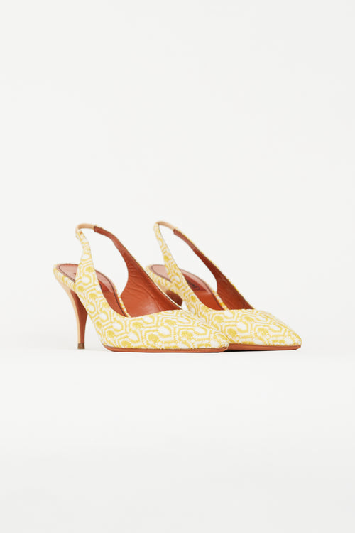 Missoni Yellow 
White Knit Slingback Heel