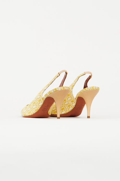 Missoni Yellow 
White Knit Slingback Heel