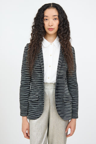 M Missoni Black 
White Print One Button Jacket