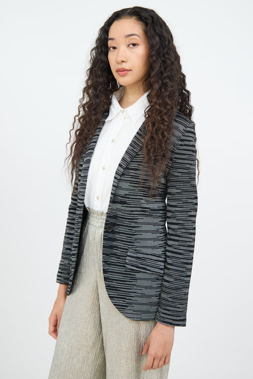 M Missoni Black 
White Print One Button Jacket