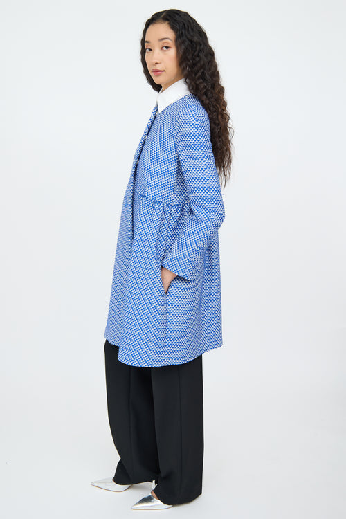 M Missoni Blue 
White Knit Pleat Empire Coat