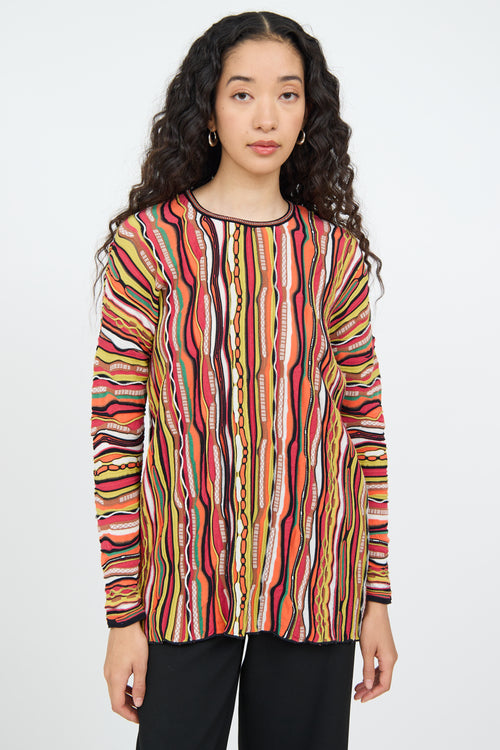 M Missoni Orange Multi Colour Stripe Knit Top