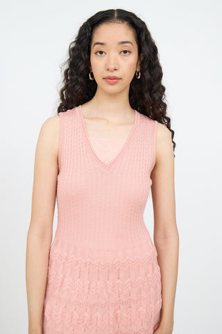 M Missoni Pink Knit Sleeveless Dress