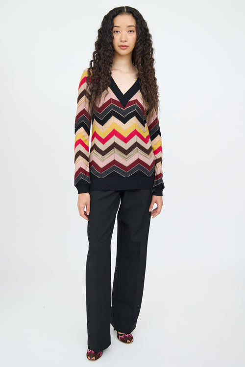 Missoni Yellow Multi Colour Stripe Pattern Top