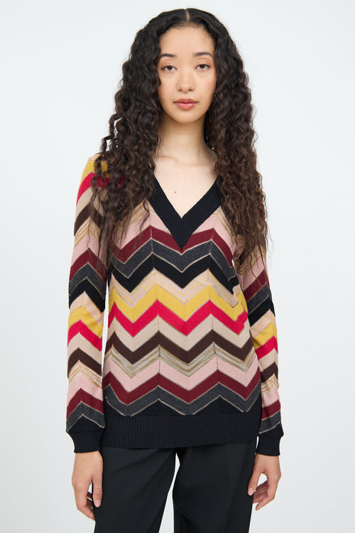 Missoni Yellow Multi Colour Stripe Pattern Top