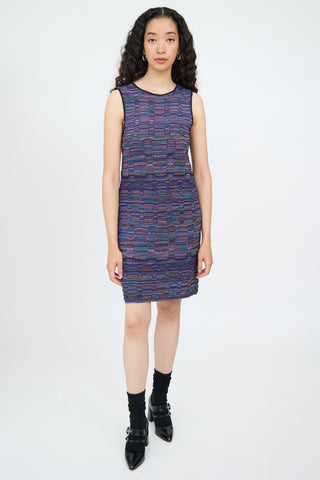 M Missoni Purple Multi Knit Sleeveless Dress