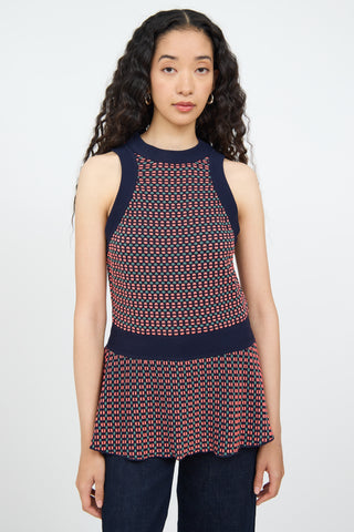 M Missoni Blue Multi Colour Peplum Top