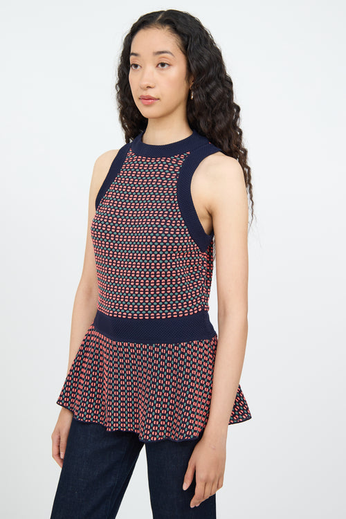 M Missoni Blue Multi Colour Peplum Top