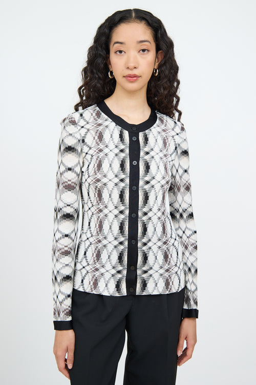 Missoni White Black 
Brown Button Cardigan