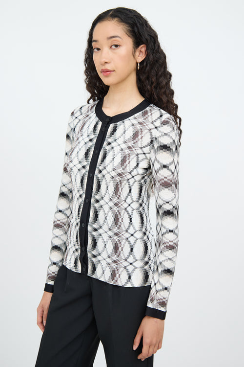 Missoni White Black 
Brown Button Cardigan