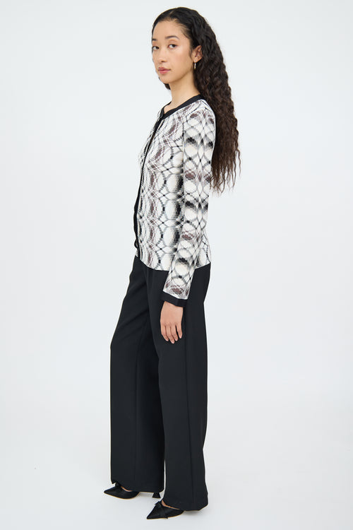 Missoni White Black 
Brown Button Cardigan