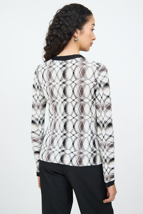 Missoni White Black 
Brown Button Cardigan