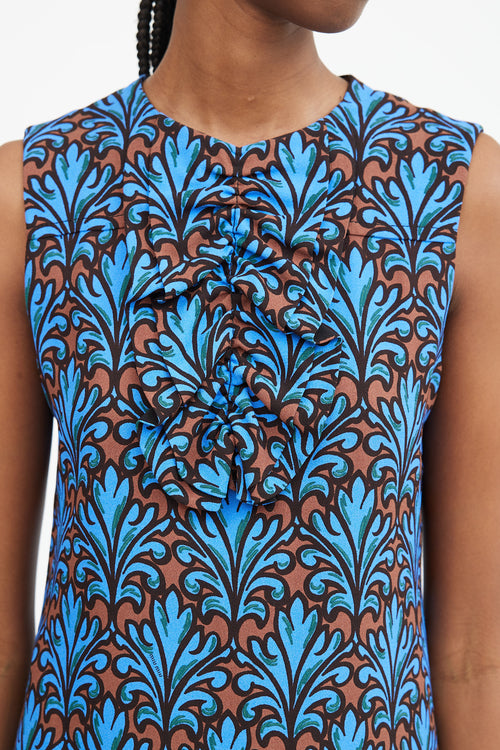 2012 Blue 
Brown Ornate Printed Shift Dress