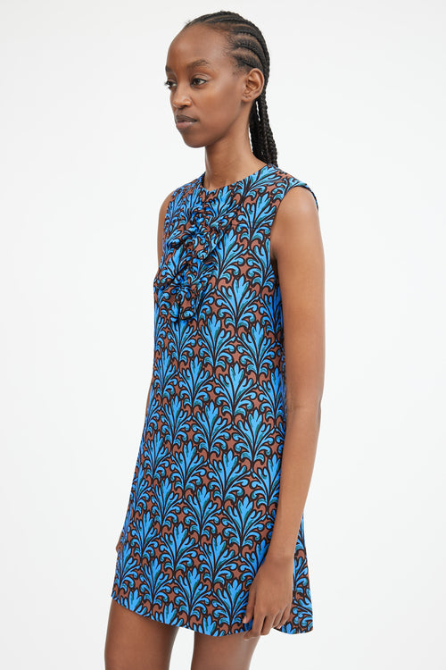 2012 Blue 
Brown Ornate Printed Shift Dress