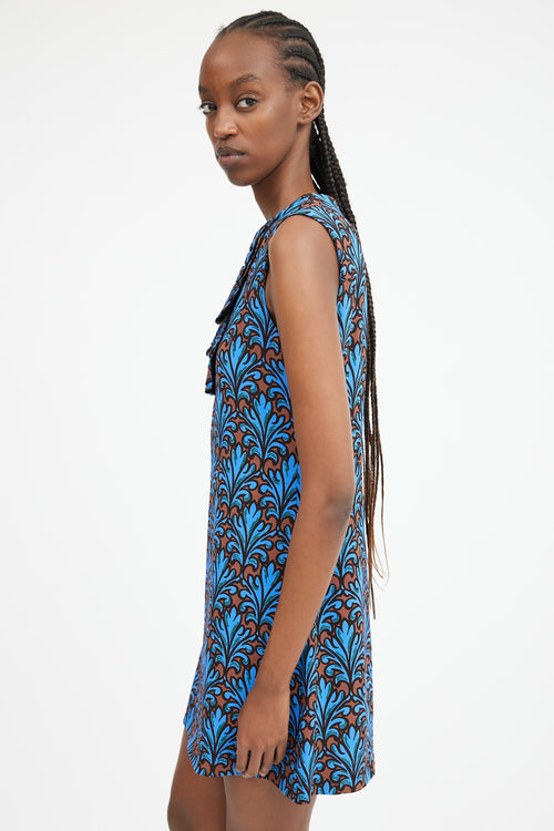 2012 Blue 
Brown Ornate Printed Shift Dress