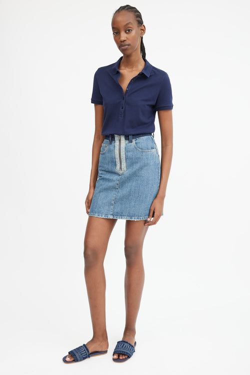 2019 Medium Wash Two Tone Denim Mini Skirt