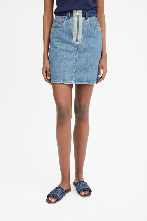 2019 Medium Wash Two Tone Denim Mini Skirt