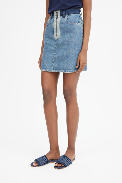 2019 Medium Wash Two Tone Denim Mini Skirt