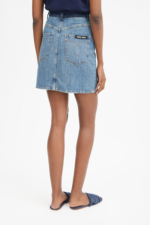 2019 Medium Wash Two Tone Denim Mini Skirt