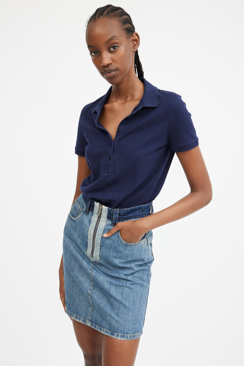 2019 Medium Wash Two Tone Denim Mini Skirt