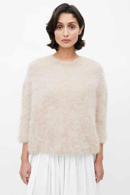 Miu Miu Beige Angora Zip Sweater