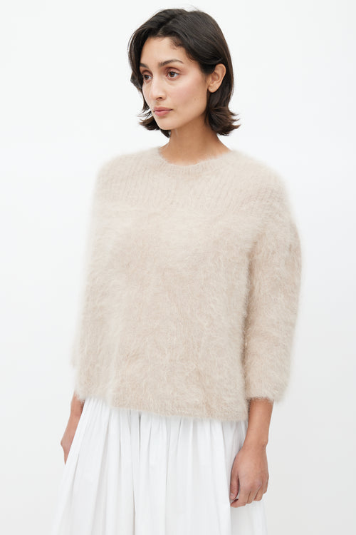 Miu Miu Beige Angora Zip Sweater