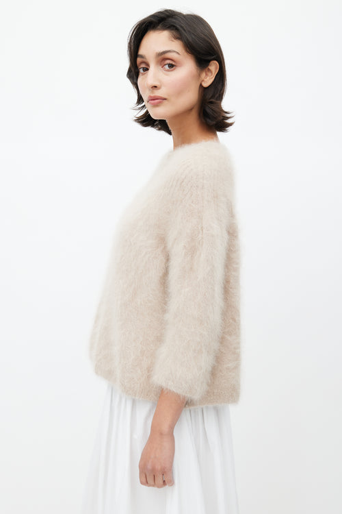 Miu Miu Beige Angora Zip Sweater