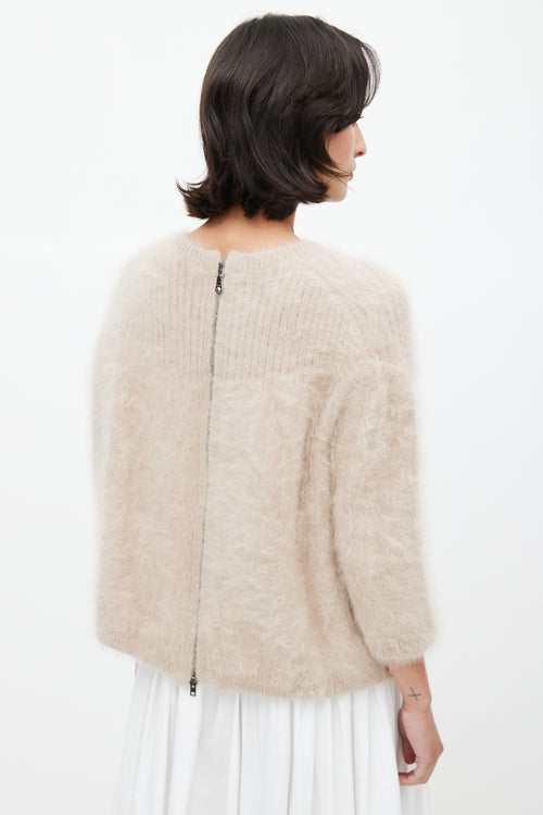 Miu Miu Beige Angora Zip Sweater