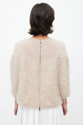 Miu Miu Beige Angora Zip Sweater