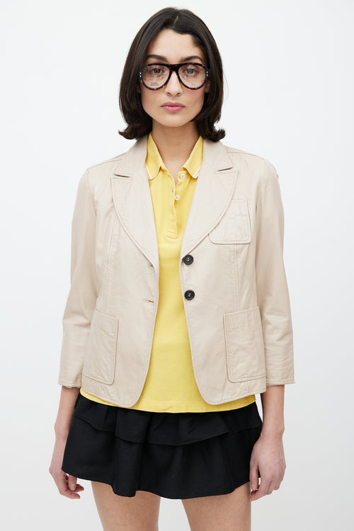 Miu Miu Beige Leather Blazer