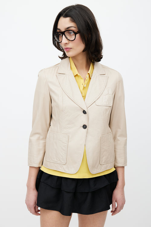 Miu Miu Beige Leather Blazer