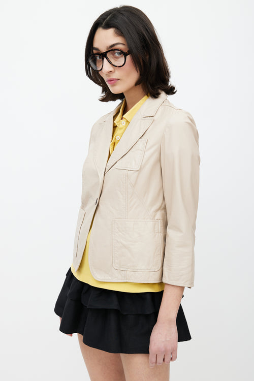 Miu Miu Beige Leather Blazer