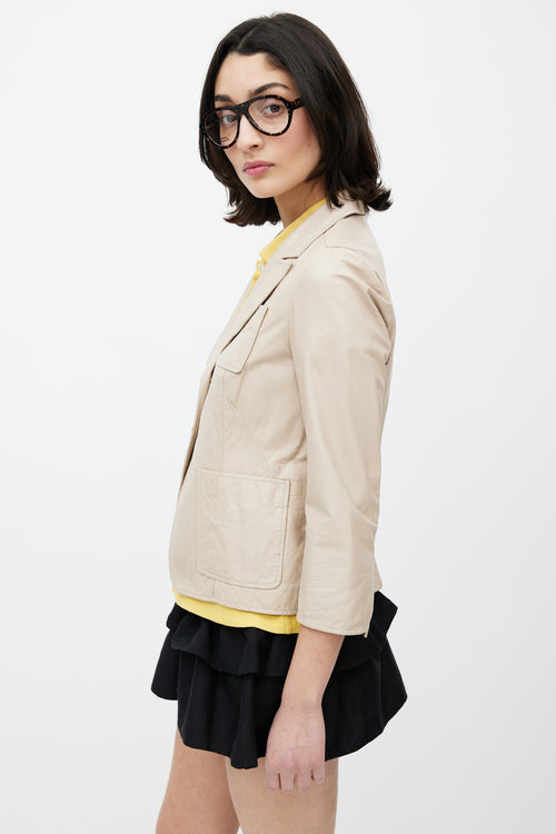 Miu Miu Beige Leather Blazer