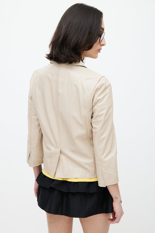 Miu Miu Beige Leather Blazer