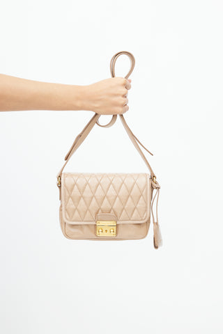 Miu Miu Beige Quilted Leather Crossbody Bag