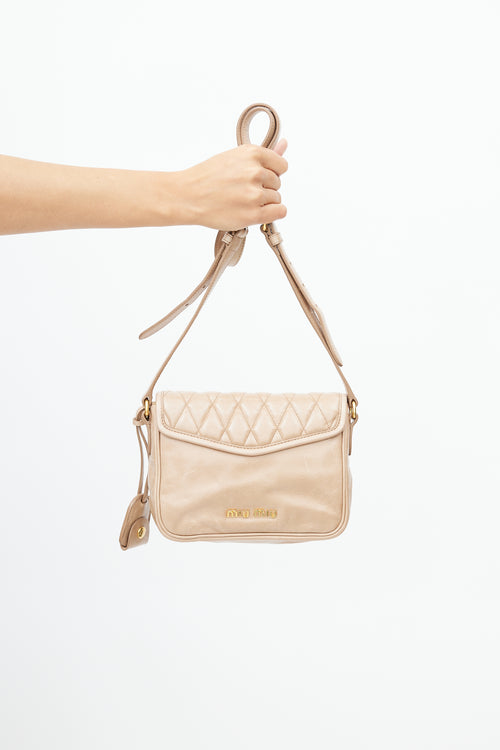 Miu Miu Beige Quilted Leather Crossbody Bag