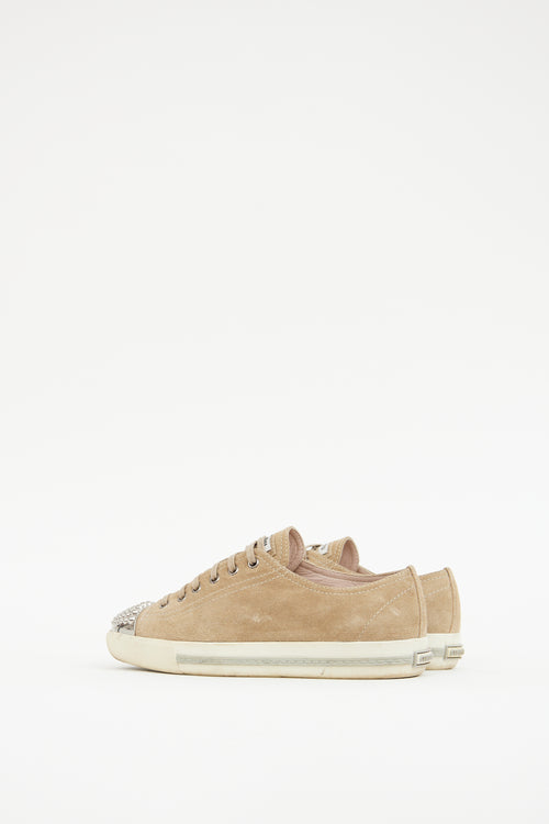 Miu Miu Beige 
Silver Toe Cap Sneaker