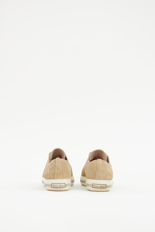 Miu Miu Beige 
Silver Toe Cap Sneaker