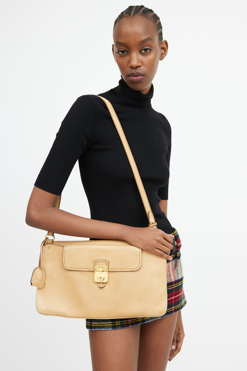 Miu Miu Beige Vitello Leather Two Way Bag