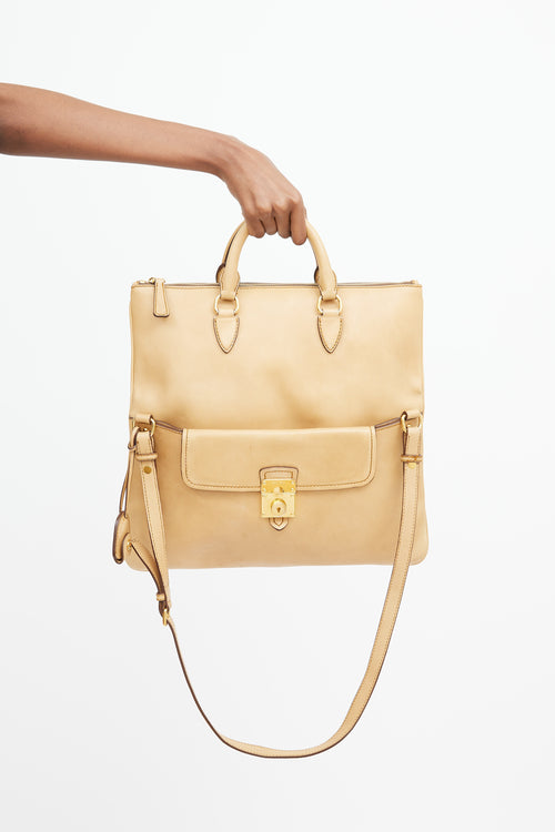 Miu Miu Beige Vitello Leather Two Way Bag