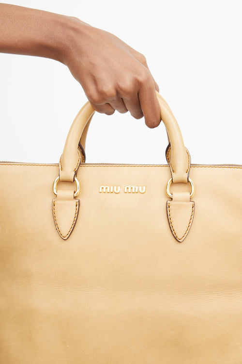 Miu Miu Beige Vitello Leather Two Way Bag